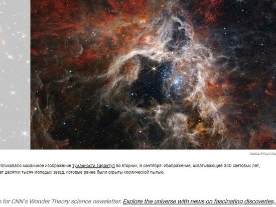 Телескоп Уэбба сделал открытие в туманности Тарантул  &mdash; центре звездоборазования