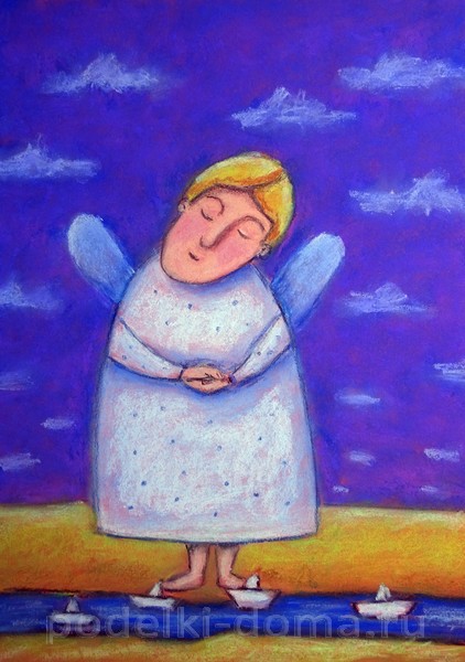 Рисуем пастелью ангела в наивном стиле Рисуем пастелью ангела в наивном стиле