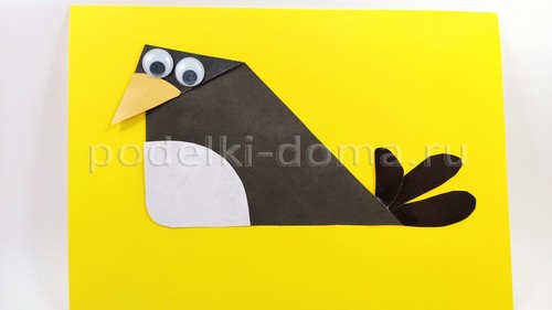 Аппликация из бумаги и пластилина «Модная сорока»