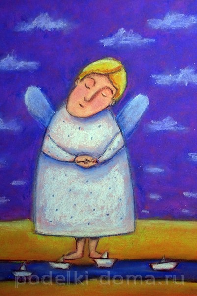 Рисуем пастелью ангела в наивном стиле Рисуем пастелью ангела в наивном стиле