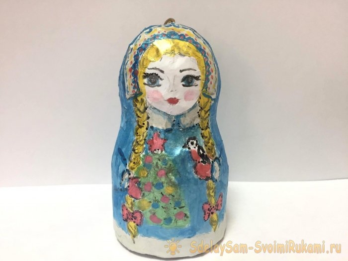 Ёлочная игрушка «Снегурочка» из папье-маше Ёлочная игрушка «Снегурочка» из папье-маше