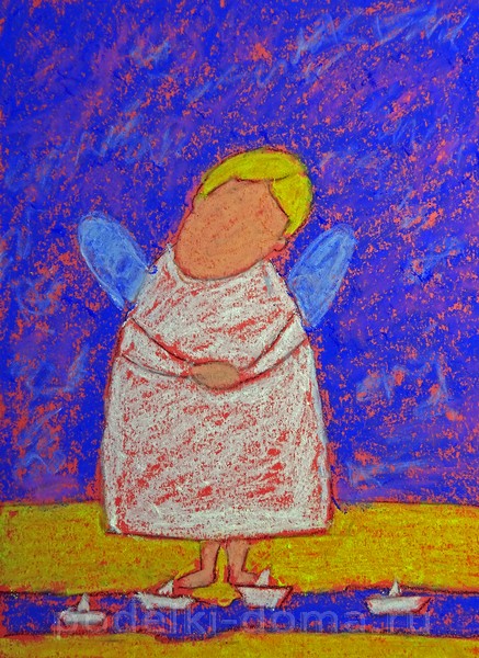 Рисуем пастелью ангела в наивном стиле Рисуем пастелью ангела в наивном стиле