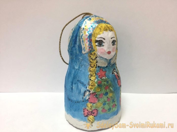 Ёлочная игрушка «Снегурочка» из папье-маше Ёлочная игрушка «Снегурочка» из папье-маше