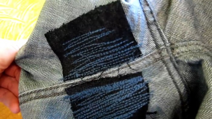 Как зашить потертость между штанин на джинсах