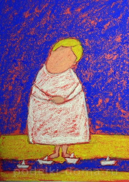 Рисуем пастелью ангела в наивном стиле Рисуем пастелью ангела в наивном стиле