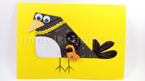 Аппликация из бумаги и пластилина «Модная сорока»