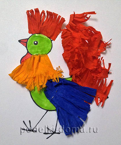 Аппликация из бумаги и пластилина «Модная сорока»