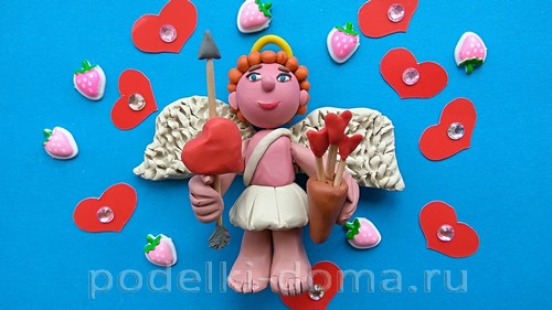 Аппликация из пластилина «Котик с букетом»