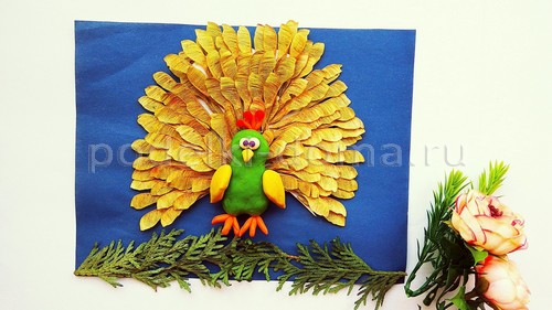 Аппликация из бумаги и пластилина «Модная сорока»