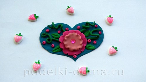 Аппликация из пластилина «Котик с букетом»