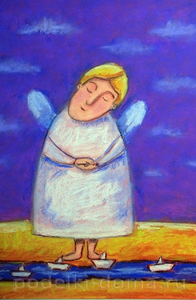 Рисуем пастелью ангела в наивном стиле Рисуем пастелью ангела в наивном стиле